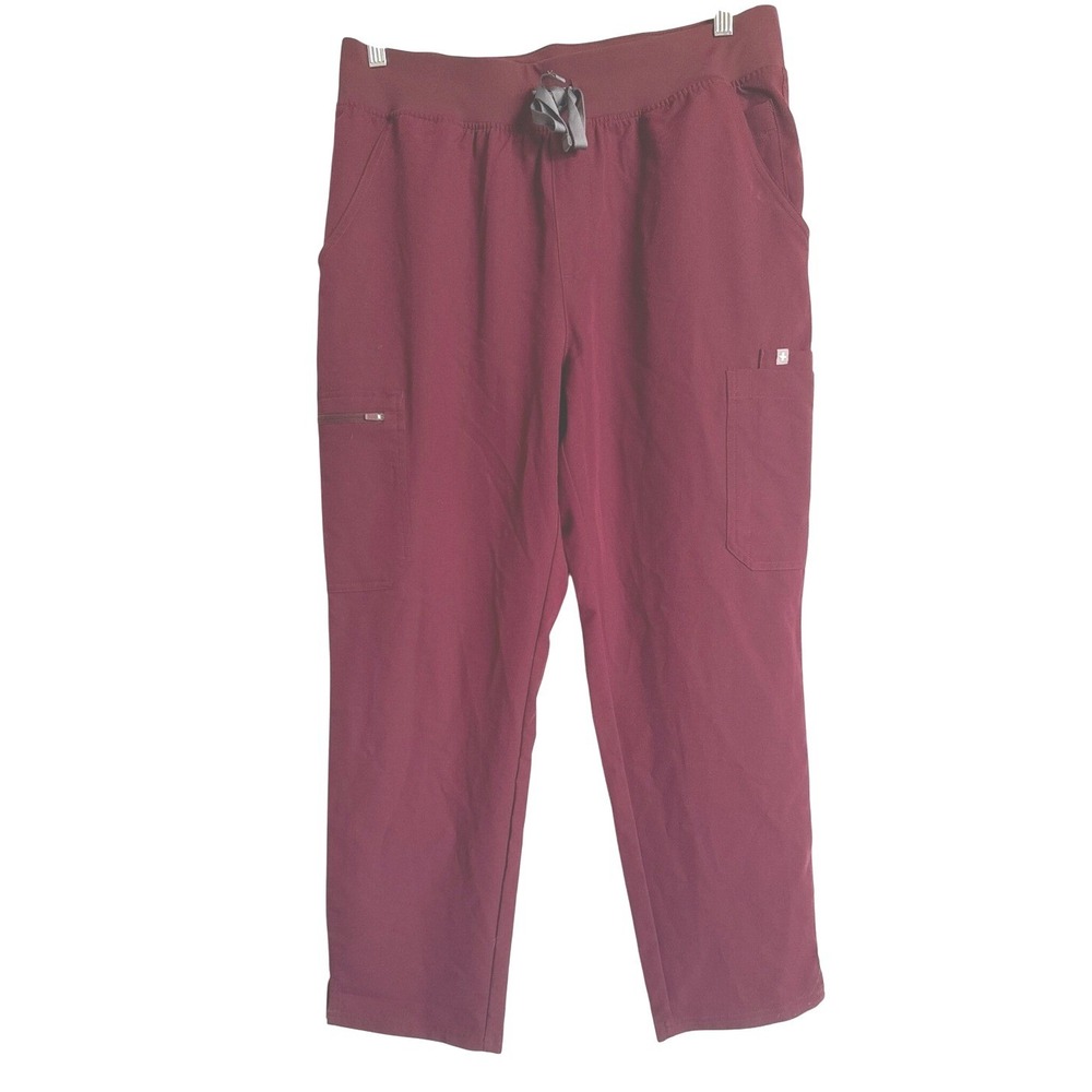 FIGS Women XL Petite Burgundy HW Yola Cargo Scrub Pants Technical Collection